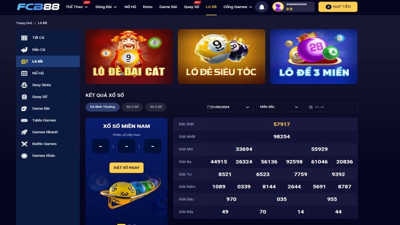 danh mục lô đề fcb88 với 3 sảnh